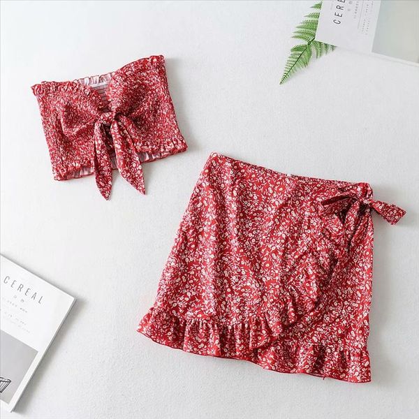 

2019 new design women skirt suit crop with bow and mini skirts suits streetwear summer woman beach fashion clothes, Gray