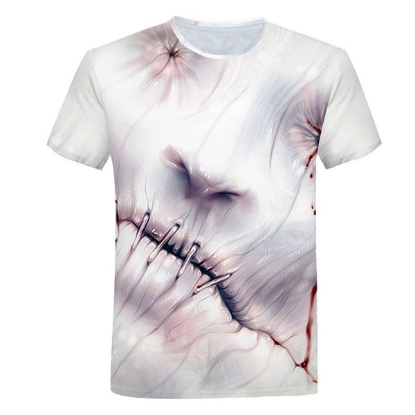 

o collar red blood terror summer 3d print shirts kawaii hippie horror men clothing
