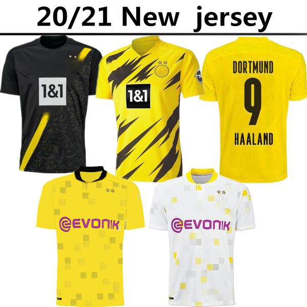 

home away 3rd haaland reus borussia 20 21 dortmund soccer jerseys 2020 football shirt bellingham sancho reus hummels brandt de foot maillot, Black;yellow