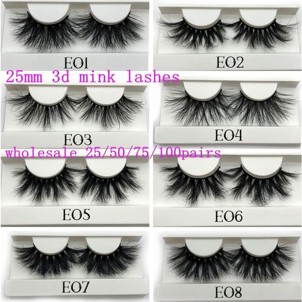 

false eyelashes mikiwi 25mm mink 25/50/75/100 pc wholesale 3d lashes big white tray label makeup dramatic long