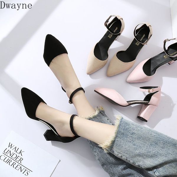 

new korean version of the wild thick with pointed single shoes fashion comfortable high heels trend high heels, Black
