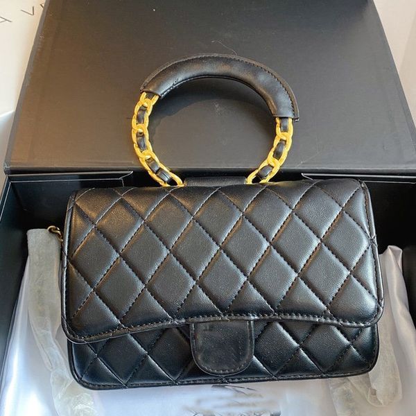 

classic chains cross body bag women crossbody shouler bags round handle wristlet bag lattice leather female hands bags purse wallet pouch