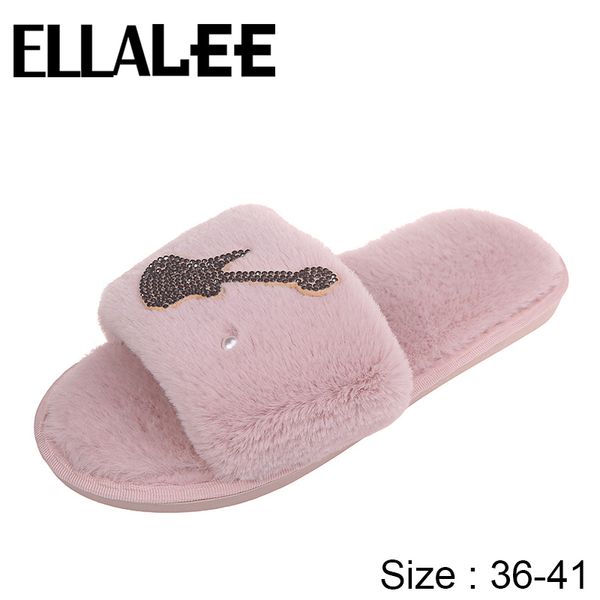 

slippers lady plush slippers winter shoes flat sweet home women's winter furry ears indoor with 5 colors, Black