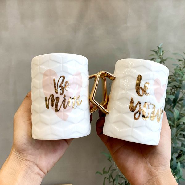 

creative european style coffee cup gold foil edge afternoon mug student household couples milk breakfast ceramic glass