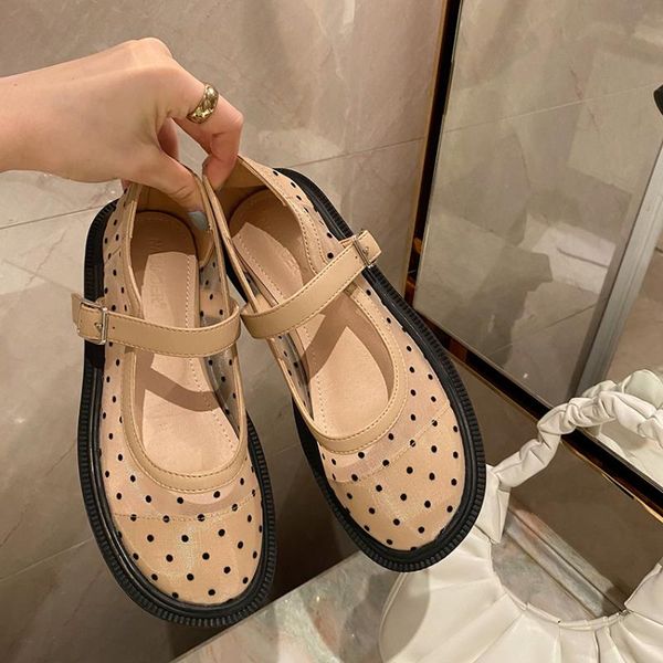 

dxfan black lace polka dot platform mary janes shoes women buckle strap flat shoes for women round toe designer flats
