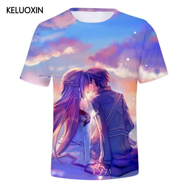

men's t-shirts keluoxin summer sword art online 3d t-shirt men women cotton short sleeve t shirt casual cartoon anime sao tee camiseta, White;black