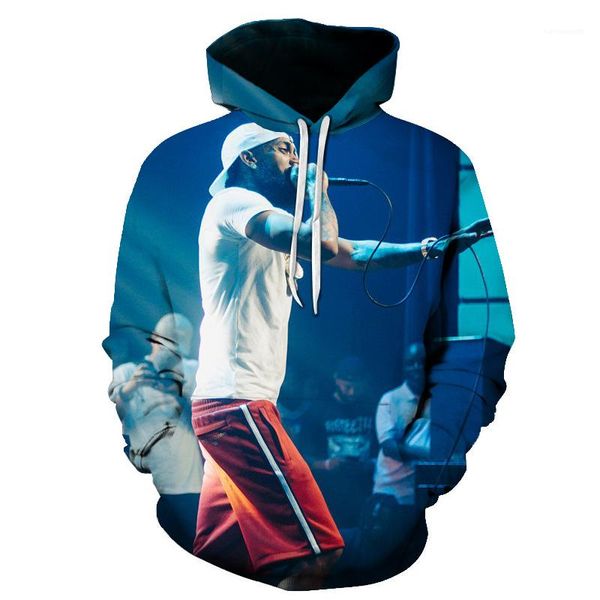

hooded 3d nipsey hussle printed long sleeved spring couples pullovers men teenager hoodies, Black