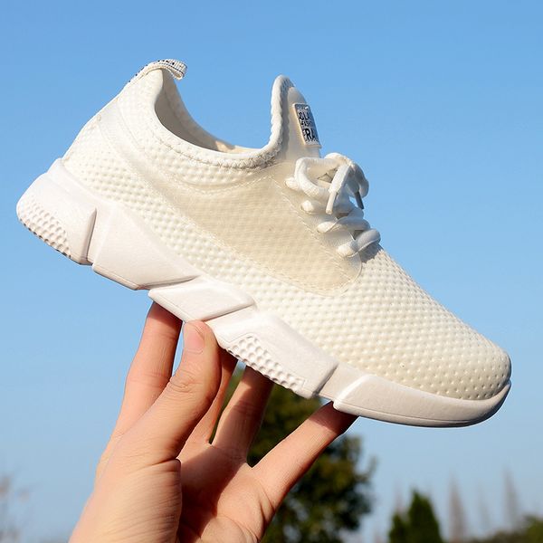 

new fashion breathable women mesh breathable sports shoes light running shoes women comfortable casual increase 3cm, Black