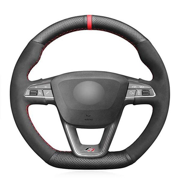

черный натуральная кожа замша руль обложка для seat leon r 2013-2020 leon st 2013-2020 ateca 2020-2020
