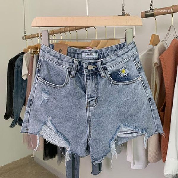 

shorts famale designer casual pants womens daisy embroidered hole shorts summer slim fit solid color, White;black
