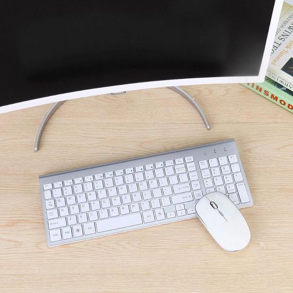 

ultra-thin stylish wireless 2.4g mute keyboard mouse set for computers/lap keyboard mouse combos computers accessories