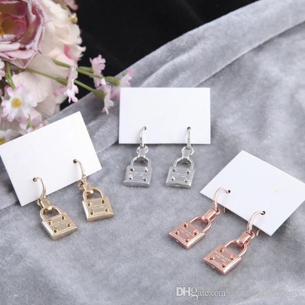 

new york earrings fashion padlock drop earrings with cute lock alloy earrings famous fashion jewelry, Golden;silver