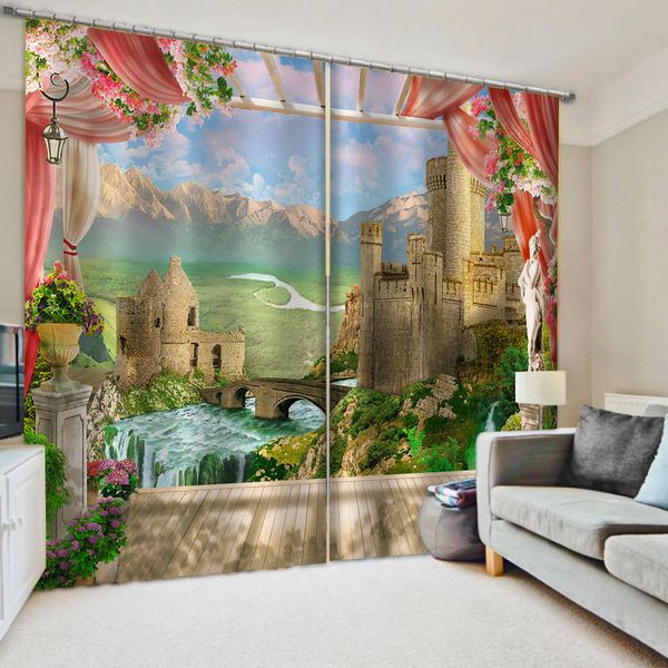 

Customized 3d curtains new window balcony thickened windshield blackout curtains nature scenery curtain
