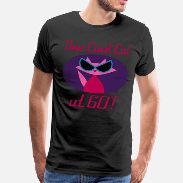 

прохладный cat шестидесятых рождения тенниски людей designs 100% хлопок шея экипажа шаблон сумасшедшего дышащего лето стиль vintage рубашка