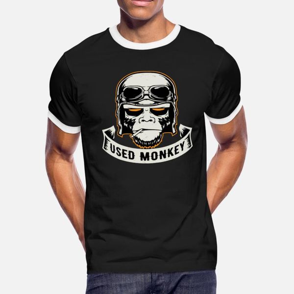 

used monkey t shirt men knitted 100% cotton o-neck unique fit fashion summer letters shirt