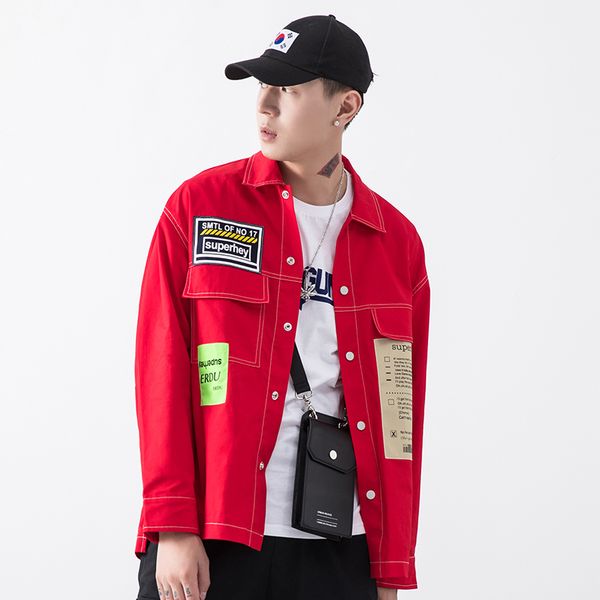 

zhuzunzhe 2020 autumn and winter new tooling shirt jacket youth trend loose printing casual jacket warm and comfortable popular, Black;brown