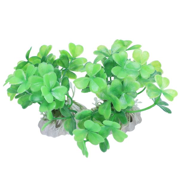 

decorations 2 pieces aquarium landscaping green cloverleaf artificial aquatic plants