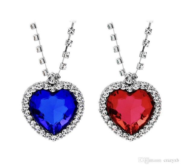 

fashion style peach heart pendant necklaces for women vintage angel wings red crystal jewelry female long sweater accessory, Silver