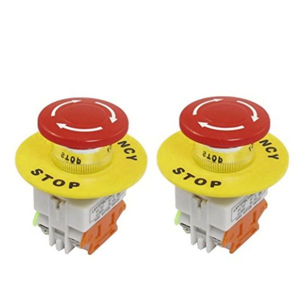 

2pcs 22mm sswitch latching emergency control no nc red mushroom push button