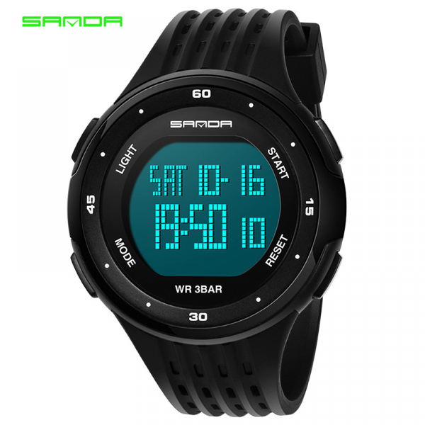 

sanda waterproof luminous week display alarm chronograph multifunctional watch outdoor led sports watches electronic wristwatch, Slivery;brown