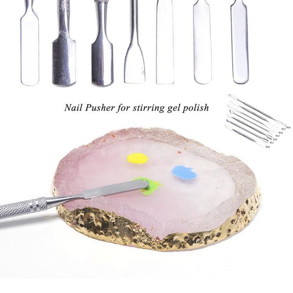 

cuticle pushers 7 types stainless pusher nail art stirring polish powder blend gel spatulas tone rods manicure remover makeup tools