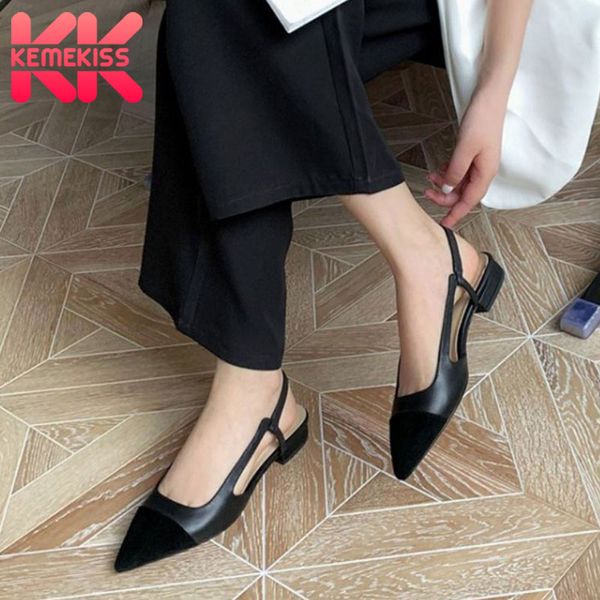 

kemekiss new women flat shoes genuine leather patchwork pointed toe woman shoes casual fashion woman size 33-40, Black