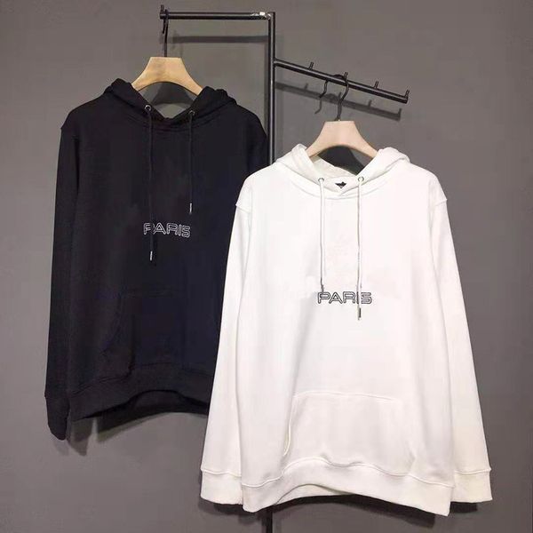 

новая мода 19fw классический париж флаг корона толстовка с капюшоном мужчины женщины улица пуловер толстовки осень зима свитер outwear df08, Black