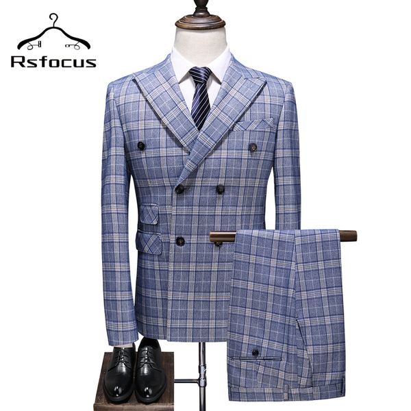 

slim fit plaid suit men 2020 new plus size groom wedding tuxedo 3 pieces costume mariage homme mens suits double breasted tz035, White;black