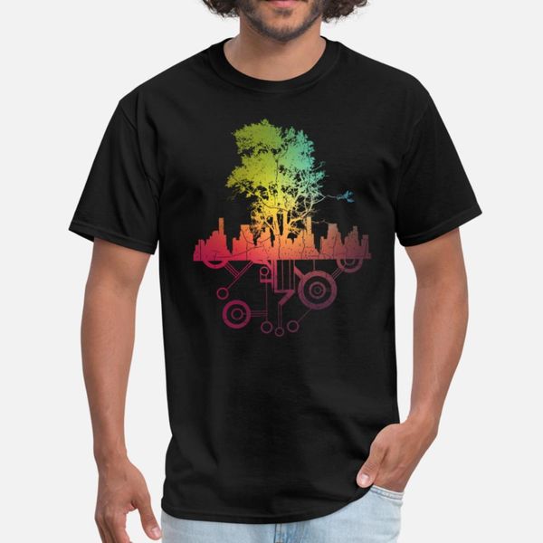 

urban tech nature technology tree city skyline t shirt men personalized tee shirt euro size s-3xl unique sunlight funny spring autumn