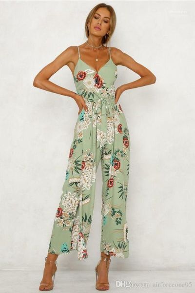 

hollow out sashes ladies jumpsuit new designer flora print breif apparel fashion rompers casual v necck back, Black;white