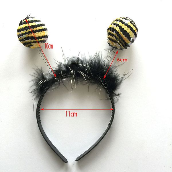 

boy girl kids animal bee alien headband adorable sequins ball hair hoop halloween costume birthday party, Slivery;white