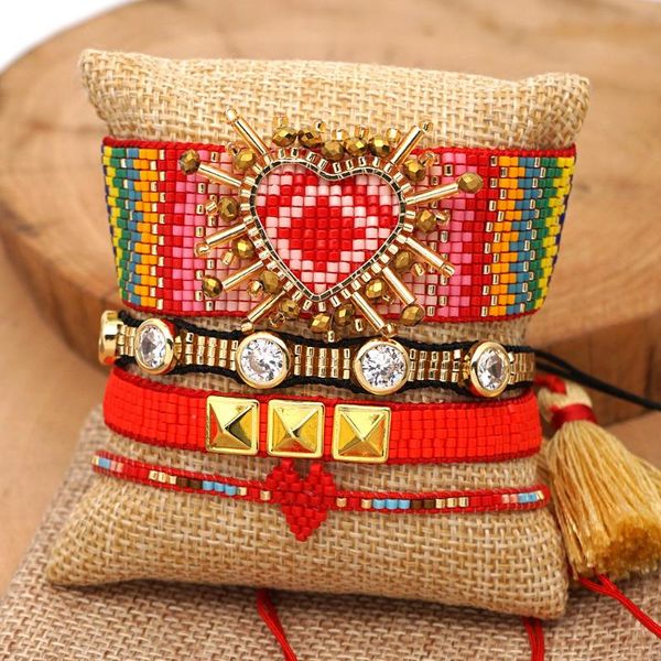 

grapes unique bracelet for women miyuki bracelets jewelry red heart pulseras mujer moda 2020 new tassel handmad beads gift, Golden;silver