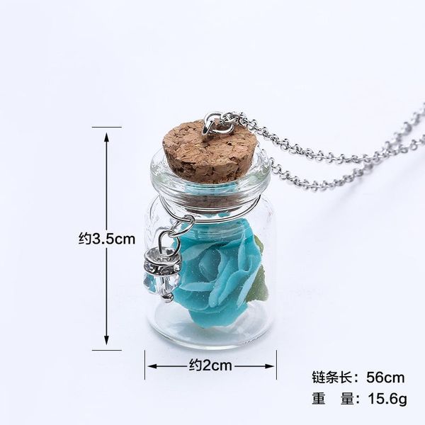 

glass bottle luminous drift flower glowing dark glow pendant rose flower the light in necklace bottle bdegarden mchqr, Silver