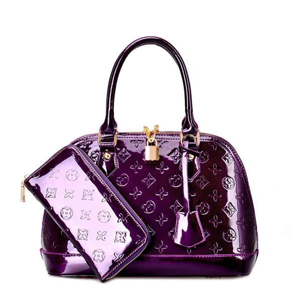 

popular fashion luxury shoulder bags designer embossed flower patent gloss shellohobo padlock handbags purse wallets set for women ladies