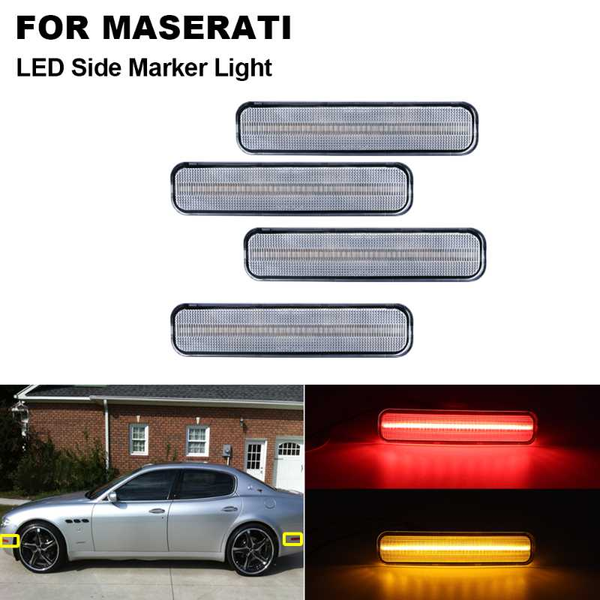 

4pcs clear amber(front)&red(rear) led side marker light kit for maserati quattroporte 2004 2005 2006 2007 2008 2009