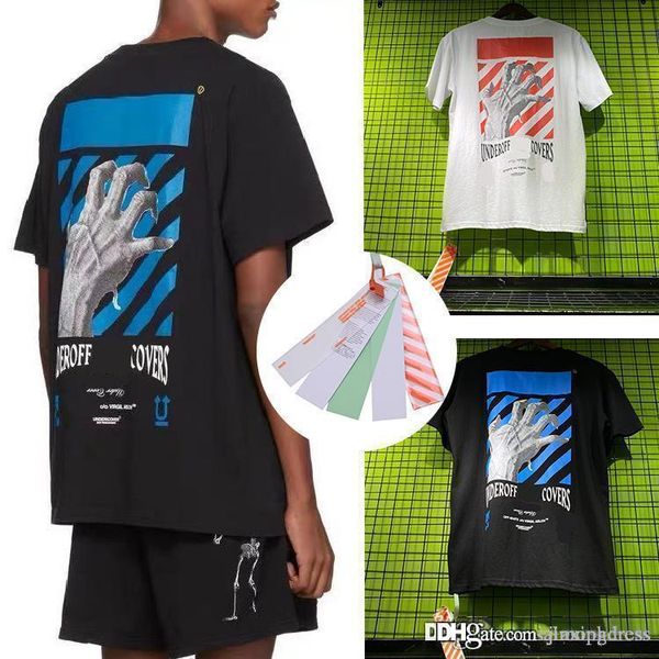 

2020 fashion printed t shirt ghoul hand pattern tees for men and women casual off black whiter brand shirts male summer clothings, White;black