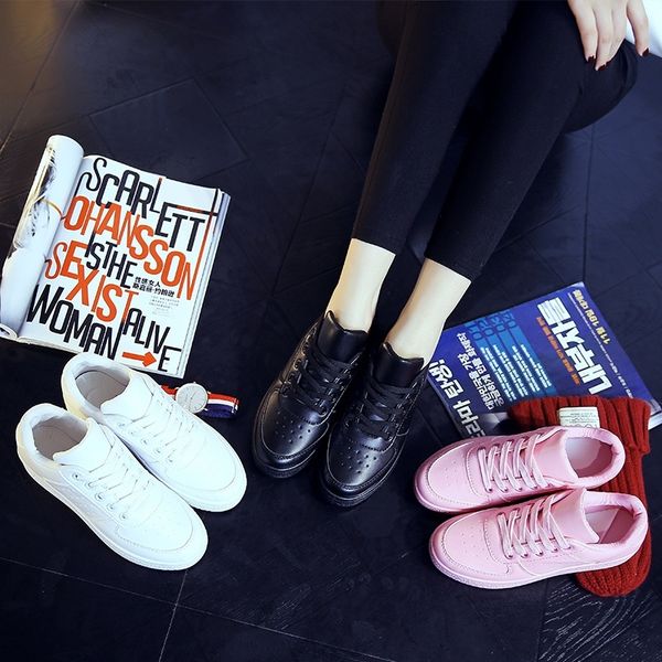 

the new pink lace white shoes breathable shoes sports for students, Black