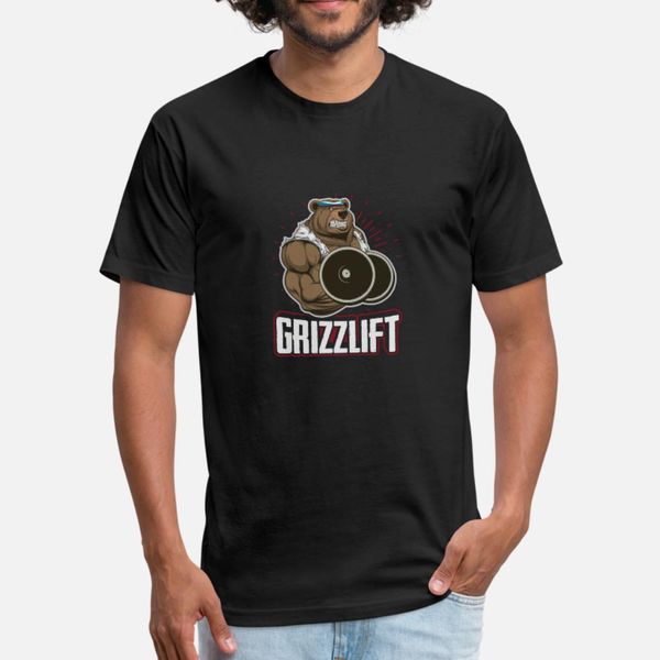 

grizzlift funny grizzly bear pun gym workout body t shirt men knitted 100% cotton o neck standard fit comfortable spring vintage shirt