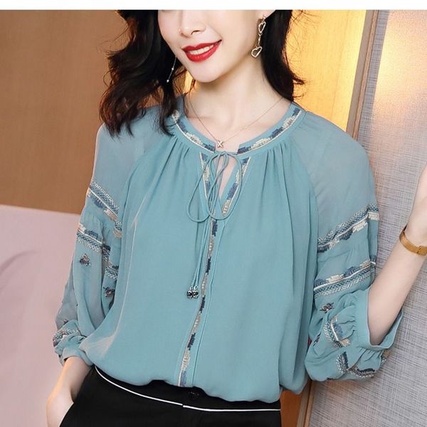 

women spring autumn style chiffon blouses shirts lady casual long sleeve o-neck loose chiffon blusas dd8852, White