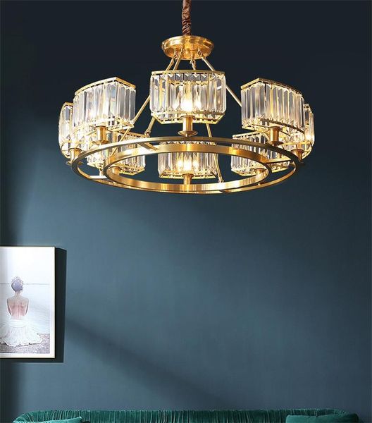 

американская медь привело хрустальной люстры роскошь свет простой гостиной подвесной светильник спальня столовая творческие скандинавские по