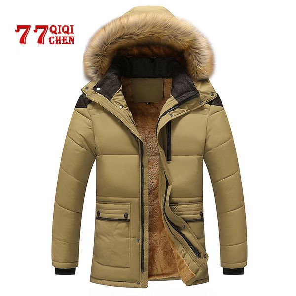 

men's down & parkas mens winter jackets parka casual thick warm jacket coats hombre with hooded long overcoats male brand 7xl, Black