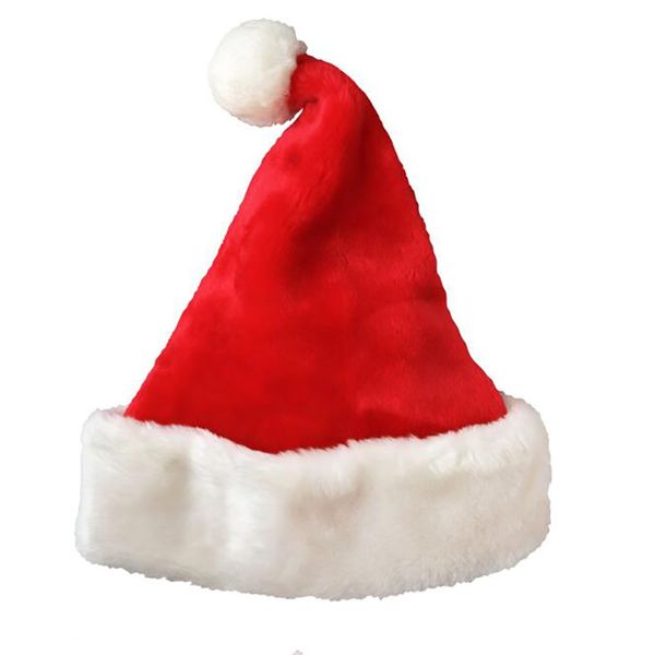 

new year plush christmas hat for adults big ball thick plush grade christmas hat red santa claus for men and women