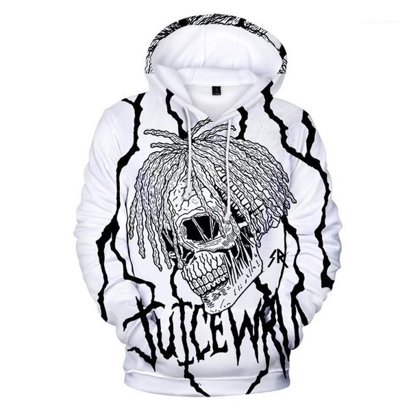 

mens hoodies long sleeve crew neck pullover teenager hooded sweatshirts hiphop rapper fashion male apparel juice wrld 3d, Black
