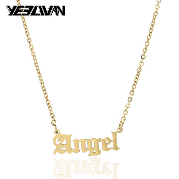 

vintage letter angle brat princess baby girl necklace women stainless steel chain necklaces for women gold color choker necklace, Silver