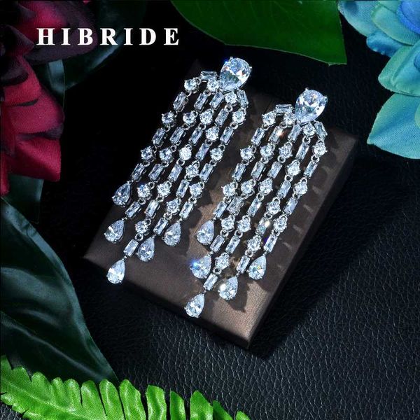 

hibride fashion red green blue white zircon tassel earring rhodium plated women earrings for gifts e-56, Silver