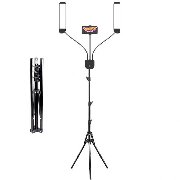 

flash heads pography lighting 3000k-6000k double arms fill led selfie light po studio camera lamp tripod for video live broadcast