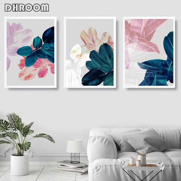 

scandinavian colored leaves wall poster print botanical wall art nordic abstract art canvas painting home decoration picture