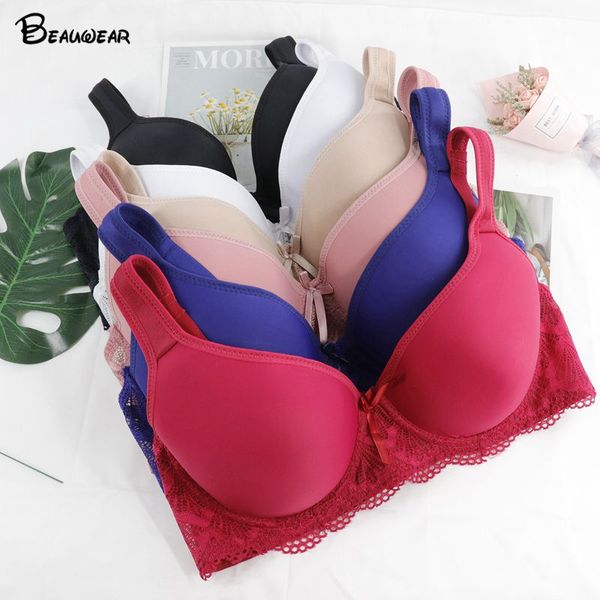 

beauwear big boobs women's lace bra non-convertible straps comfortable cup underwear ladies brassiere push up lingerie, Red;black