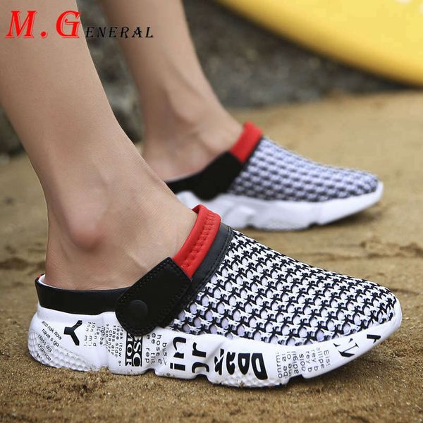 

casual slippers men slip-on summer shoes quick dry men's sandals man garden water shoes platforms mens beach shoe big size c70, Black