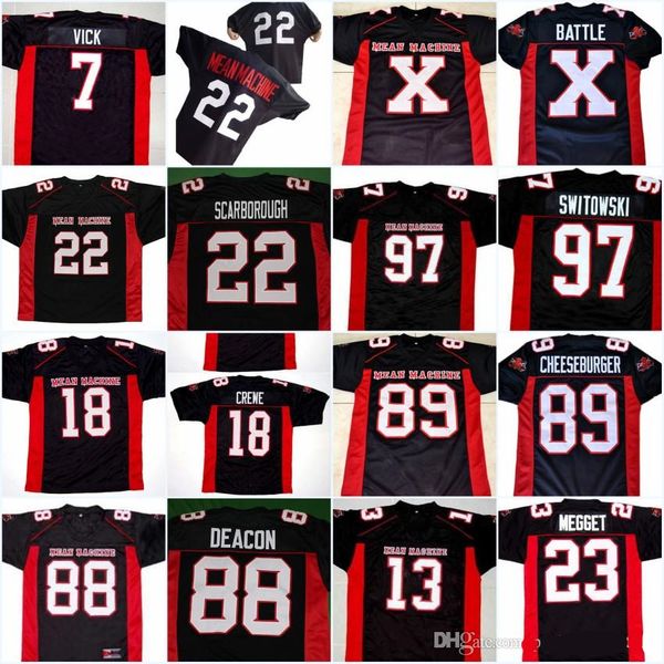 

# x battle the longest yard movie jersey mean machine 18 crewe scarborough switowski voorhees cheesebur megget vick american football jersey, Black